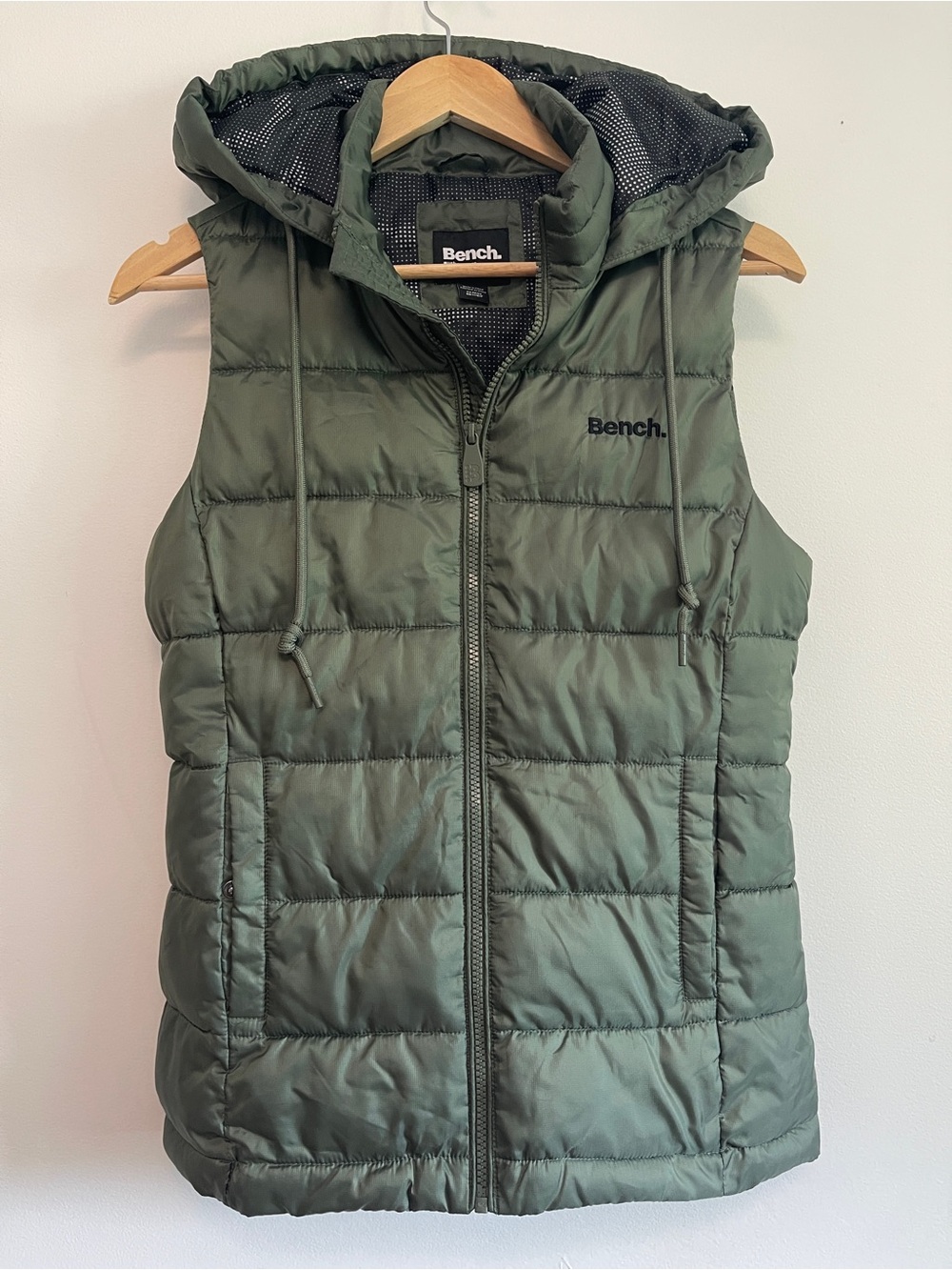 Bench Olive Green Quilted Hooded Puffer Vest